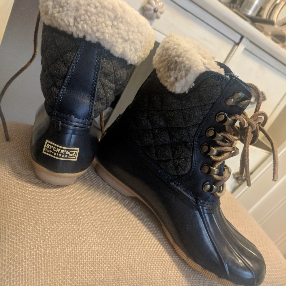 Sperry Jcrew Duck boots wool 6